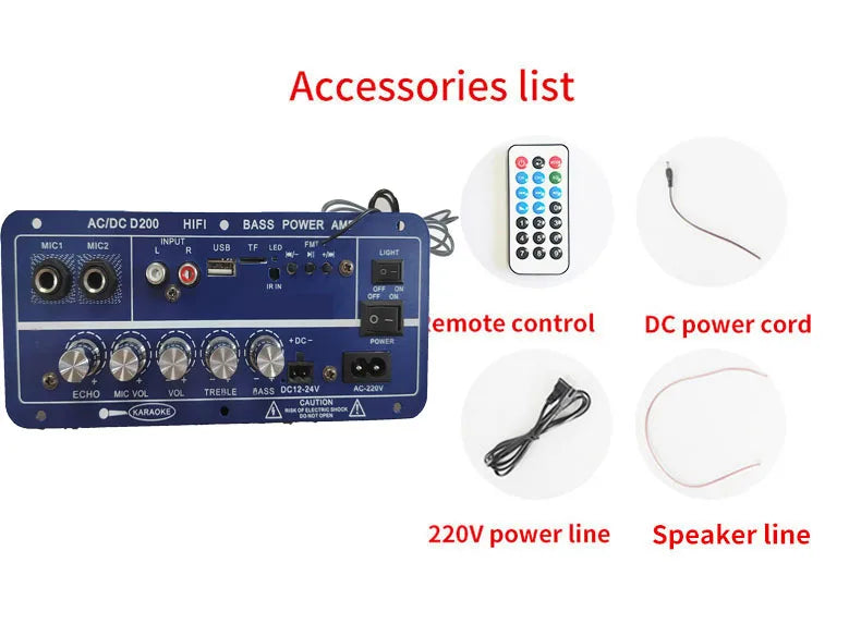 HKM-958483 50W Dual Channel Digital Power Audio Receiver with USB for Home and Outdoor Use