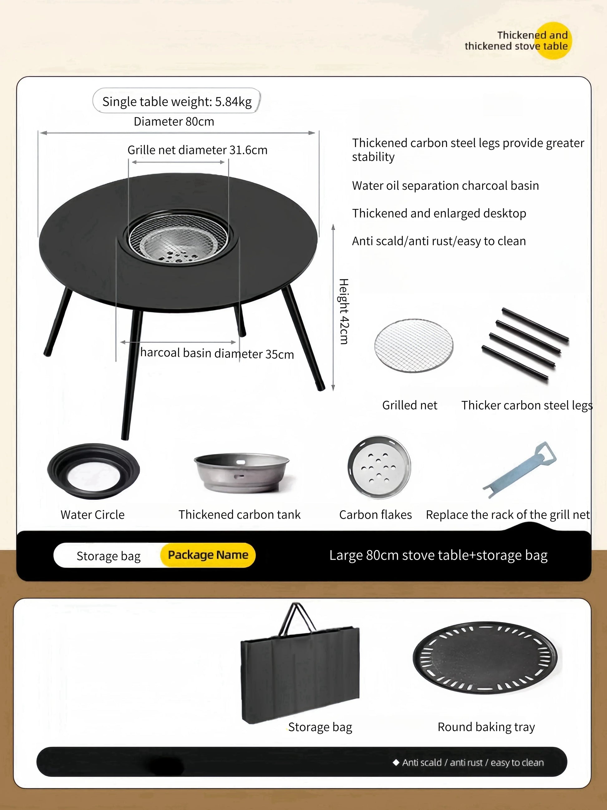 HKM-958483 Outdoor Charcoal BBQ Grill Stove for Indoor and Outdoor Use with Smokeless Cooking Feature