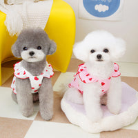 HKM-9585341 Floral Cotton Dog Dress for Spring and Summer in Pink and White