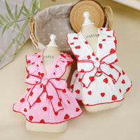 HKM-9585341 Floral Cotton Dog Dress for Spring and Summer in Pink and White
