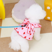 HKM-9585341 Floral Cotton Dog Dress for Spring and Summer in Pink and White