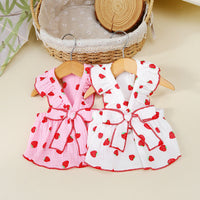 HKM-9585341 Floral Cotton Dog Dress for Spring and Summer in Pink and White