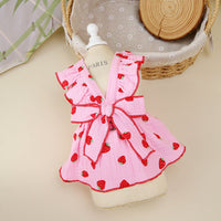 HKM-9585341 Floral Cotton Dog Dress for Spring and Summer in Pink and White