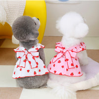 HKM-9585341 Floral Cotton Dog Dress for Spring and Summer in Pink and White