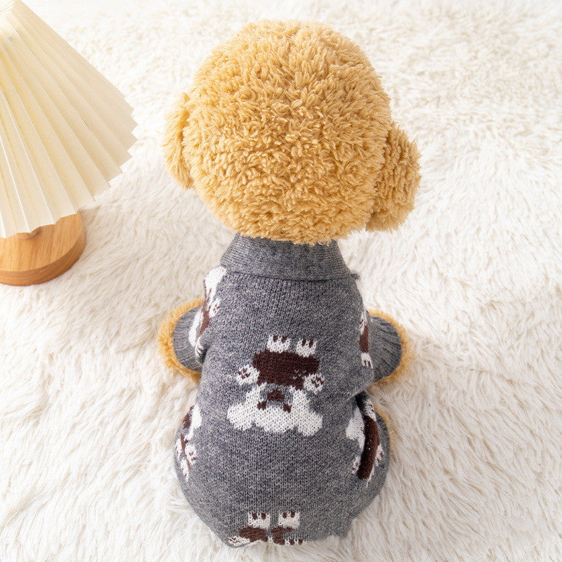 HKM-958547 Cozy Casual Sweater for Small Dogs in Red and Brown, Sizes S to XXL