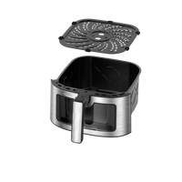 HKM-958547 Stainless Steel 6L Electric Air Fryer with Digital Display and Viewing Window for Versatile Cooking