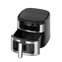 HKM-958547 Stainless Steel 6L Electric Air Fryer with Digital Display and Viewing Window for Versatile Cooking