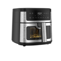 HKM-958547 Stainless Steel 6L Electric Air Fryer with Digital Display and Viewing Window for Versatile Cooking