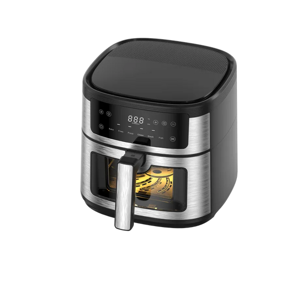 HKM-958547 Stainless Steel 6L Electric Air Fryer with Digital Display and Viewing Window for Versatile Cooking