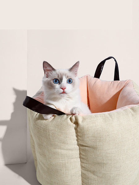 HKM-9586621 Portable Removable Barrel Cat Litter - Cotton and Linen, Medium Size, Washable Design