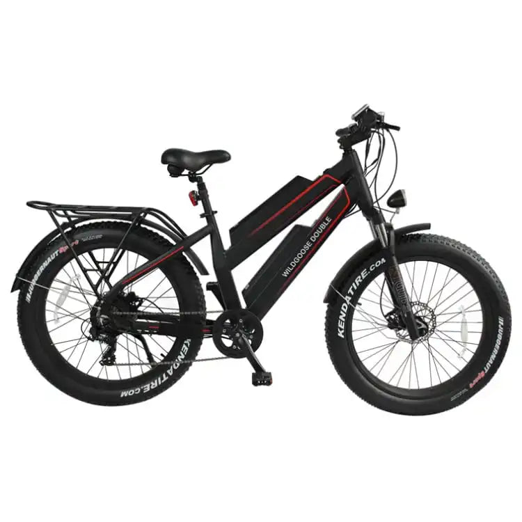 HKM-958675 48V Aluminum Alloy Long Range Fat Tire Electric Mountain Bike, 7 Speed, 26" Wheels, Dual Battery