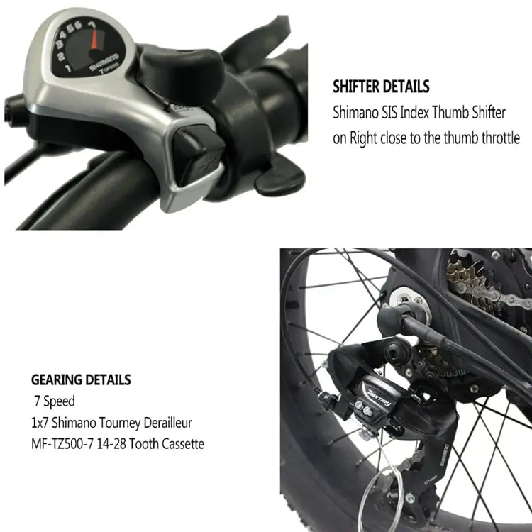 HKM-958675 48V Aluminum Alloy Long Range Fat Tire Electric Mountain Bike, 7 Speed, 26" Wheels, Dual Battery