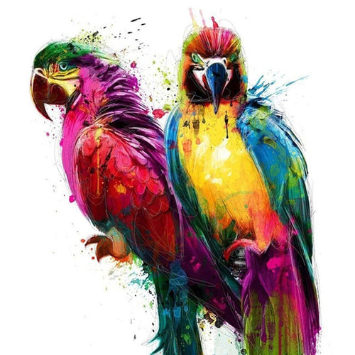 HKM-958803 Two Parrots 5D Diamond Painting Kit - 30x30cm Round/Square Diamond Art for Home Décor