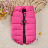 HKM-9588925 Warm Zipper Vest for Pets in Black, Red, Rose, and Blue - Casual Polyester Clothing, Available in Sizes 10/S to 18/XXL