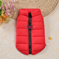 HKM-9588925 Warm Zipper Vest for Pets in Black, Red, Rose, and Blue - Casual Polyester Clothing, Available in Sizes 10/S to 18/XXL