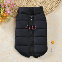 HKM-9588925 Warm Zipper Vest for Pets in Black, Red, Rose, and Blue - Casual Polyester Clothing, Available in Sizes 10/S to 18/XXL