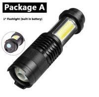 HKM-958995 Compact SK68-COB LED Mini Flashlight with Zoom for Outdoor Activities