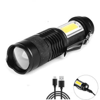 HKM-958995 Compact SK68-COB LED Mini Flashlight with Zoom for Outdoor Activities
