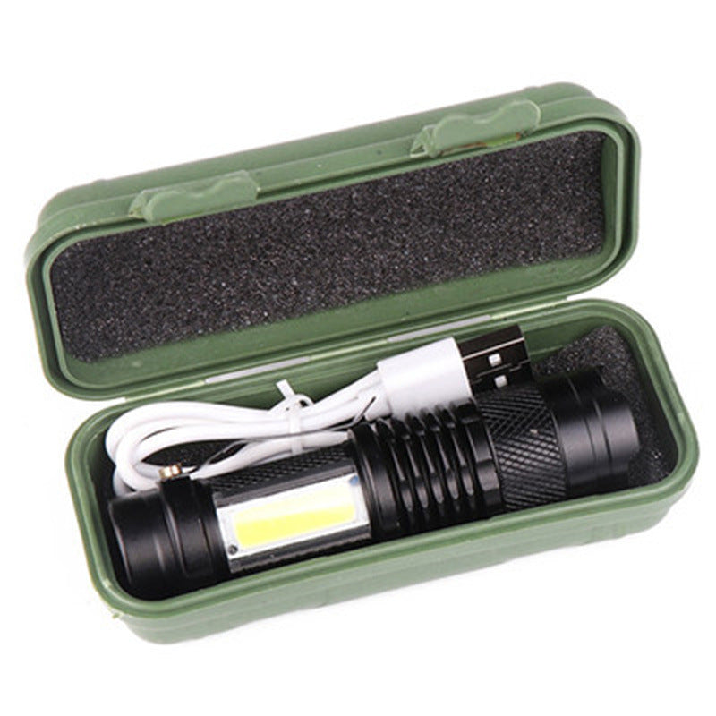 HKM-958995 Compact SK68-COB LED Mini Flashlight with Zoom for Outdoor Activities