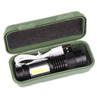 HKM-958995 Compact SK68-COB LED Mini Flashlight with Zoom for Outdoor Activities