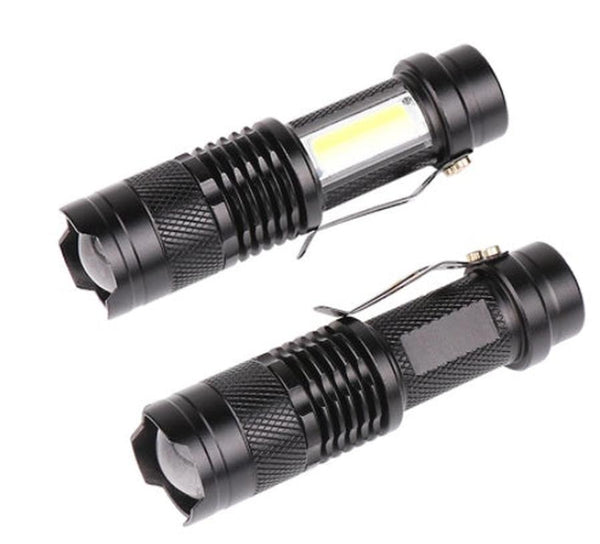 HKM-958995 Compact SK68-COB LED Mini Flashlight with Zoom for Outdoor Activities