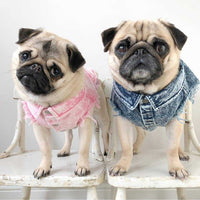 HKM-9590205 Stylish Washed Denim Jacket for Pets in Denim Blue and Cowboy Pink - Multiple Sizes Available