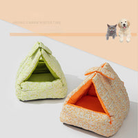 HKM-9590589 Cozy Double-Sided Rabbit Triangle Nest for Cats and Dogs, All-Season Thickened Bed