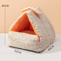 HKM-9590589 Cozy Double-Sided Rabbit Triangle Nest for Cats and Dogs, All-Season Thickened Bed