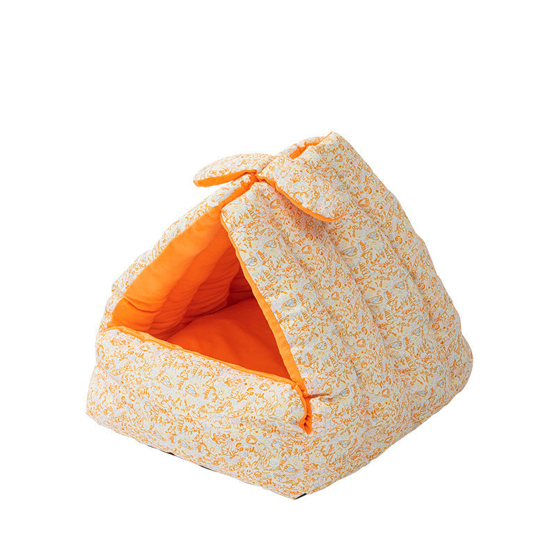 HKM-9590589 Cozy Double-Sided Rabbit Triangle Nest for Cats and Dogs, All-Season Thickened Bed