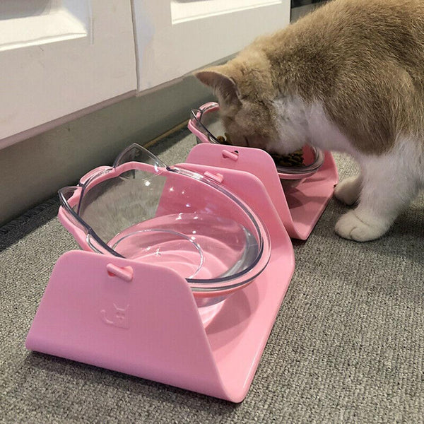 HKM-9590717 Adjustable 15-Degree Pet Cat Bowl for Comfortable Eating and Drinking