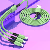 HKM-959187 3-in-1 Charging Cable - Liquid Silica Gel, 1.2m Length, Compatible with Android, Type-C, and Apple Devices