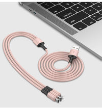 HKM-959187 3-in-1 Charging Cable - Liquid Silica Gel, 1.2m Length, Compatible with Android, Type-C, and Apple Devices