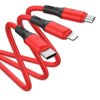 HKM-959187 3-in-1 Charging Cable - Liquid Silica Gel, 1.2m Length, Compatible with Android, Type-C, and Apple Devices