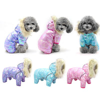 HKM-959187 Colorful Four-Legged Dog Sweater with Buttoned Hat and Reflective Design