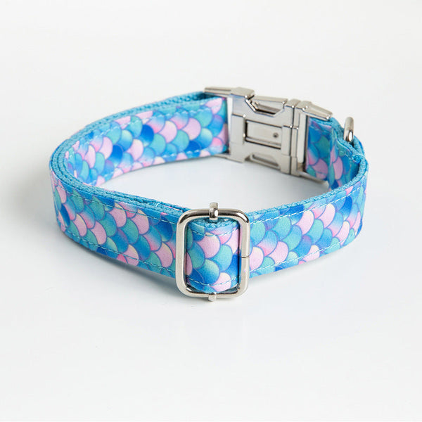 HKM-9592509 Mermaid Pattern Polyester Pet Collar in Multiple Sizes