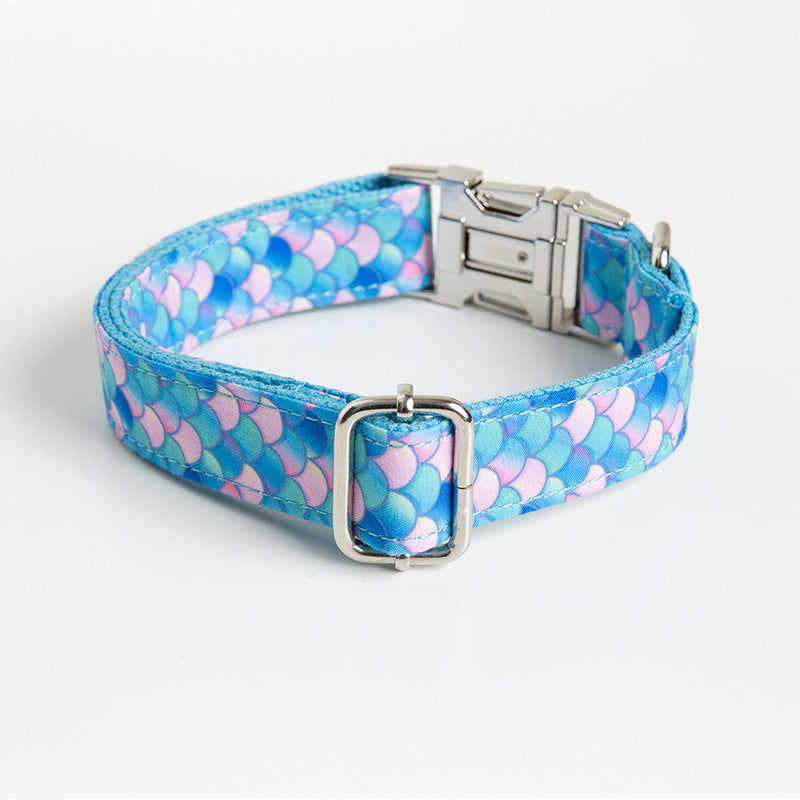 HKM-9592509 Mermaid Pattern Polyester Pet Collar in Multiple Sizes