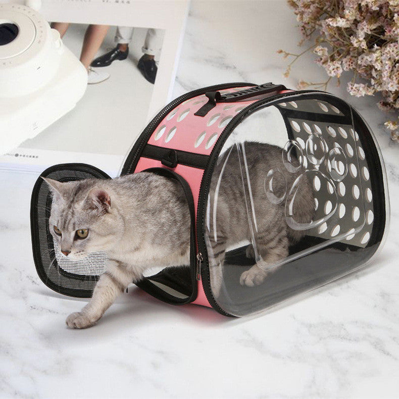 HKM-9592765 EVA Breathable Pet Carrying Bag for Small and Large Pets with Lychee Pattern PU Leather