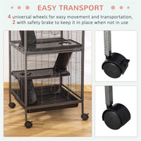 HKM-9594173 Multi-Level Small Pet Habitat with Wheels, Ramp, Hammock, Easy Clean Tray and Steel Construction