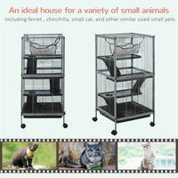 HKM-9594173 Multi-Level Small Pet Habitat with Wheels, Ramp, Hammock, Easy Clean Tray and Steel Construction