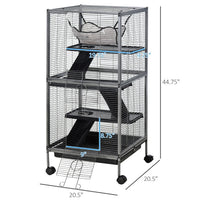 HKM-9594173 Multi-Level Small Pet Habitat with Wheels, Ramp, Hammock, Easy Clean Tray and Steel Construction