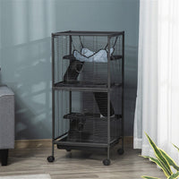 HKM-9594173 Multi-Level Small Pet Habitat with Wheels, Ramp, Hammock, Easy Clean Tray and Steel Construction