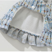 HKM-9595069 Cozy Wool Lined Dog Dress with Plush Bow and Knitted Cap for Autumn and Winter