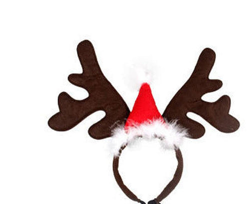 HKM-959507 Festive Short Plush Hat for Cats and Dogs with Silk Flower Decoration, Suitable for All Seasons and Genders