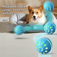 HKM-959571 Automatic Jumping Dog Ball - Sky Blue & Orange Red - Long Battery Life Pet Toy