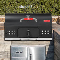 HKM-959635 Heavy Duty Pellet Smoker Rotisserie BBQ Charcoal Grill with Built-In or Trolley Design, Model BG033