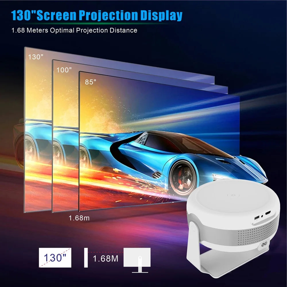 HKM-959635 Portable Mini Projector with Android 12.0, 4K Support and Auto Correction for Home Theatre