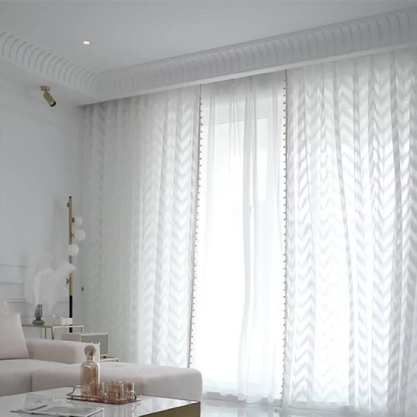 HKM-959827 Light Luxury Pure Color Curtain with Golden Beads - Polyester Fabric, Customized Per Meter