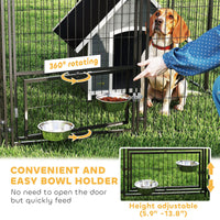 HKM-9599933 Large Outdoor Dog Kennel with 2 Separate Rooms, Adjustable Height Bowls, and Secure Design