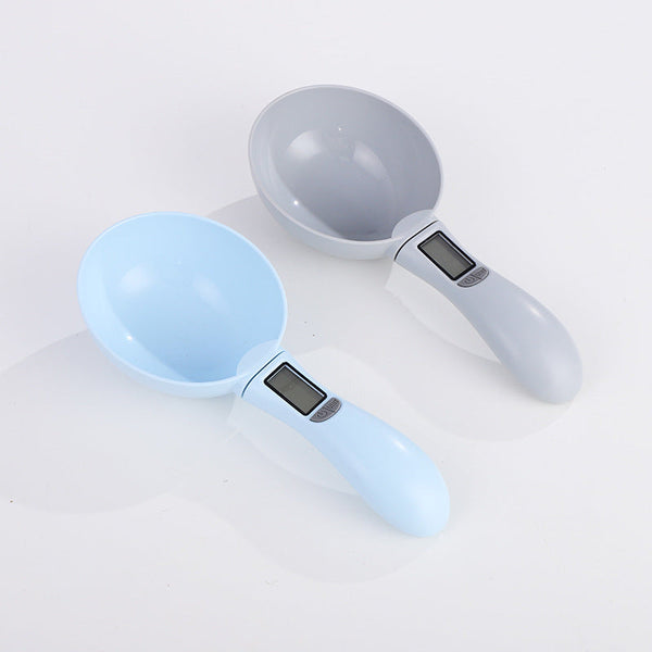 HKM-9600061 Multifunctional Pet Weighing Spoon for Dog and Cat Food, 0-300g Capacity, Blue/Gray, 10x23x50cm