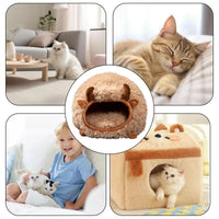 HKM-9600317 Cozy Yak-Shaped Cat Cave Bed for Indoor and Outdoor Use, Semi-Enclosed Warm Pet Nest